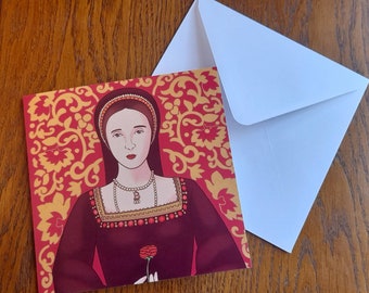 Anne Boleyn Tudor greeting card blank inside
