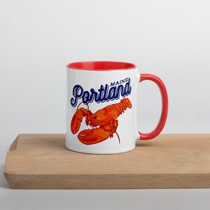 Portland Maine Travel Mug with Red Inside