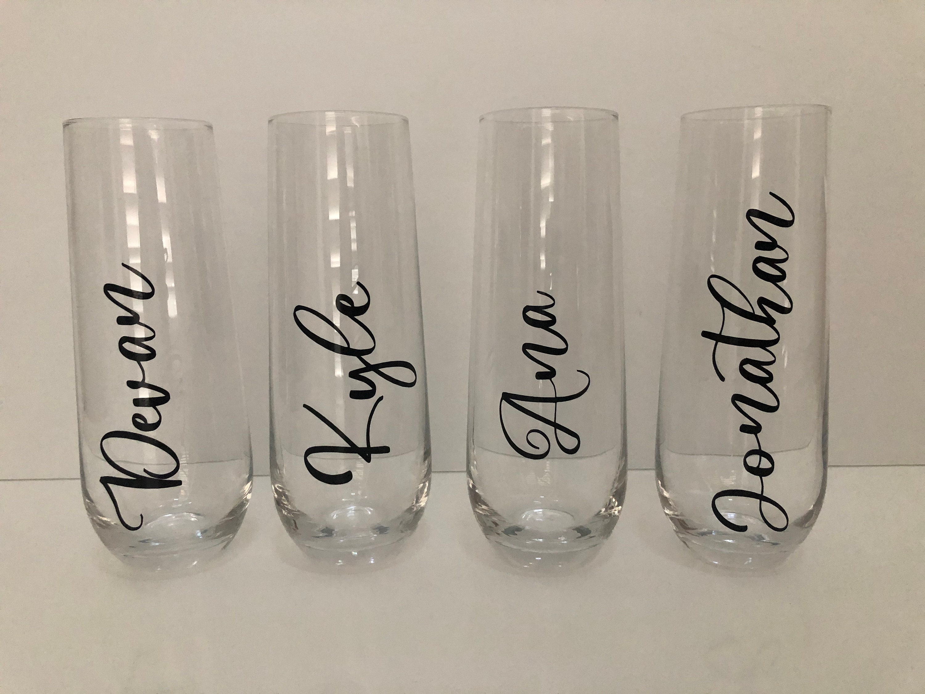 Personalized Stemless Champagne Flutes Etsy