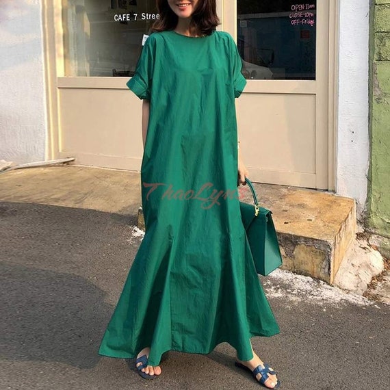 Cotton Linen Long Maxi Dress Women's 
