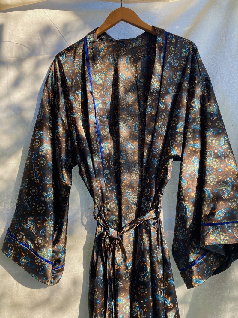 Silk Floral Kimono Robe THAI Women Long Kimono Robe Ladies Etsy