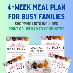 Recipe Binder Kit, Weekly Meal Planner Printable, Recipe Card, Busy Moms, Meal Plan, GoodNotes Planner, 28 Family Dinner Meals, 44 Pages image 2