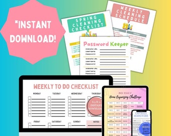 Home Organizing, Declutter Checklist Planner, Weekly Spring Cleaning Schedule, GoodNotes, To-Do List, Password Saver, Capsule Wardrobe, Busy