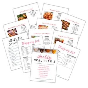 Weekly Dinner Meal Planner Printable, Week 3, Recipe Cookbook, Grocery List, Family Friendly Meals, 30 Minute Meals, Busy Moms Planner