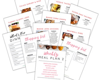 Rainbow Meal Plan Bundle Printable Meal Prep Menu Planner - Etsy