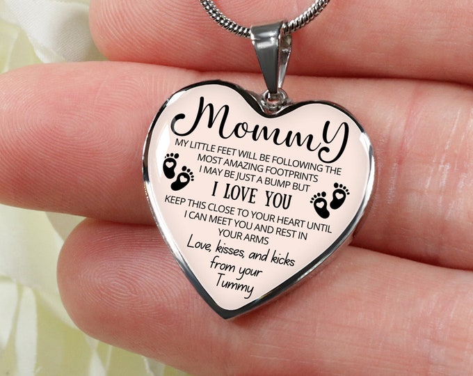 Expecting mom gift, Pregnant mom necklace, Engraved Necklace for pregnant wife, New Mom Pregnancy Gift, Baby Shower Gift, From Baby bump