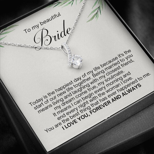 Bride Gift From Groom, Wedding Day Gift, Groom to Bride, Jewelry Gift from Groom to Bride, Beautiful Bride Necklace, To My Bride From Groom