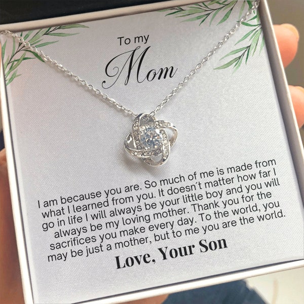 Valentines day gift for Mom from son, Christmas gift To my Mom necklace, Mother's day Necklace to Mom from Son, Birthday gift for mother,