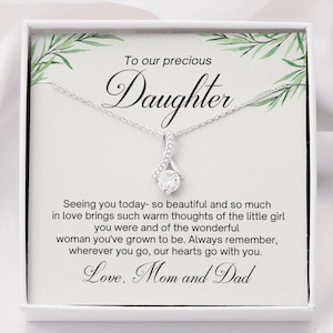 Sentimental Wedding Gift from Parents, Gift for Daughter on Wedding Day, Wedding Gift from Parents to Daughter, Gift for Bride from Parents Alluring Beauty Necklace w/ POD MC