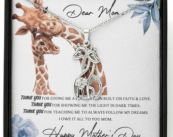 Giraffe necklace for Mom, Mothers day gift, Gift from daughter, Gift from Son, Appreciation gift to mom