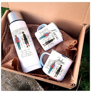 Personalised Hikers Flask, Walkers Mug and Flask Set, Walkers Mugs, Husband Anniversary, Hiking gift, Walkers Thermal Cup, The Hiker