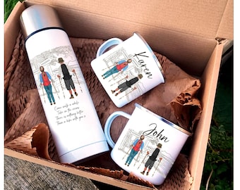 Personalised Hikers Flask, Walkers Mug and Flask Set, Walkers Mugs, Husband Anniversary, Hiking gift, Walkers Thermal Cup, The Hiker