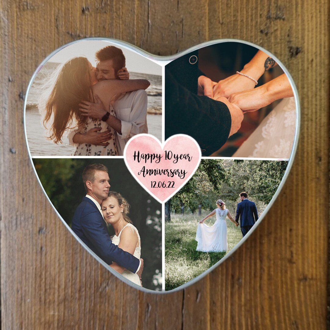 10 Year Anniversary Tin, Tin Gift, Anniversary Collage, Mr and Mrs Gift