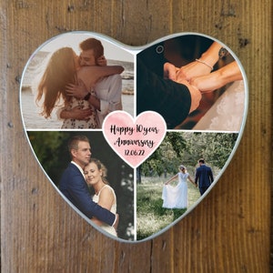 10 Year Anniversary Tin, Tin Gift, Anniversary Collage, Mr and Mrs Gift, Anniversary Gift for Him, Anniversary Gift for Her