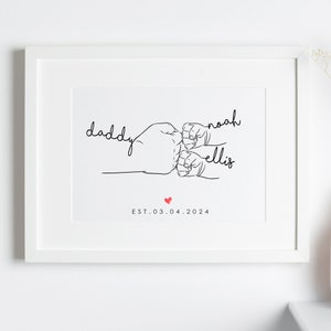 Birth of Twins Fist Bump Daddy Art, Minimalist Line Art Fist Bump Twins, New Dad of Twins Gift, First Father's Day Fist Bump