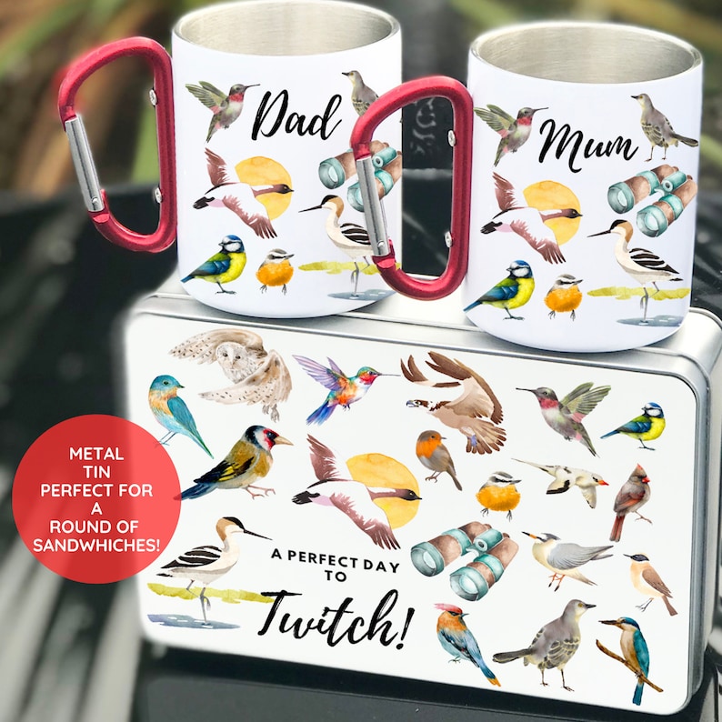 Bird Watcher Flask and Cup Set, Twitcher Gift, Twitcher Flask, Bird Watching Flask, Father's Day for Grandad, Ornithologist Gift image 6