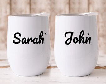 Canecas de aniversário, presente de casamento, aniversário de lata, aniversário de 10 anos, presente de Sr. e Sra., copos personalizados para áreas externas, copos de viagem, copo de jardim
