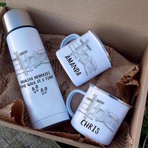 Walkers Mug and Flask Set, Personalised Hikers Flask, Custom Flask, Walkers Mugs, Husband Anniversary, Lake District Gift, The Walker