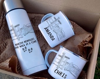 Walkers Mug and Flask Set, Personalised Hikers Flask, Custom Flask, Walkers Mugs, Husband Anniversary, Lake District Gift, The Walker