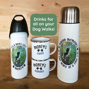 Votre chien sur une gourde, gourde de promenade pour chien, cadeau pour promeneurs, gourde pour chien, cadeau pour papa, gourde pour chien, gourde pour chien, animal de compagnie