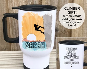 Bergsteiger Thermobecher, personalisiertes Wandergeschenk, Boulderflasche, Kletterer Geschenk, Kletterer Geschenk, Wandern Wasserflasche