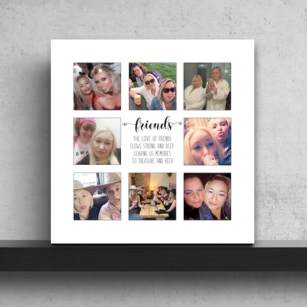 Friends Collage - Friends Photo Gift, Miss You Gift, Friends Photo Frame, Personalised, Best Friend Gift, 16th, 21st, 30th, 40th, 50th, 60th