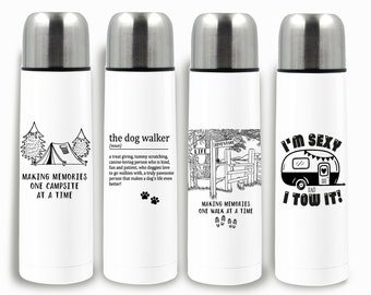 Personalised Flask, Dog Walker Flask, Campervan Flask, Camping Gift, Motorhome Gift, Caravan Gift, Walkers Flask