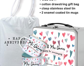 Tin Anniversary Gift, Tin Anniversary For Husband, Ten Year Anniversary, For Wife, Tin Year Gift Ideas, Mr and Mrs Mugs, Wedding Anniversary