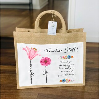 Socive Borsa Per Vino In Iuta Per Insegnanti, Regalo Di Apprezzamento Per Colleghi, Borse Bottiglia Riutilizzabili In Cotone E Lino, 34x14 Cm, Per Bottiglia 750ml