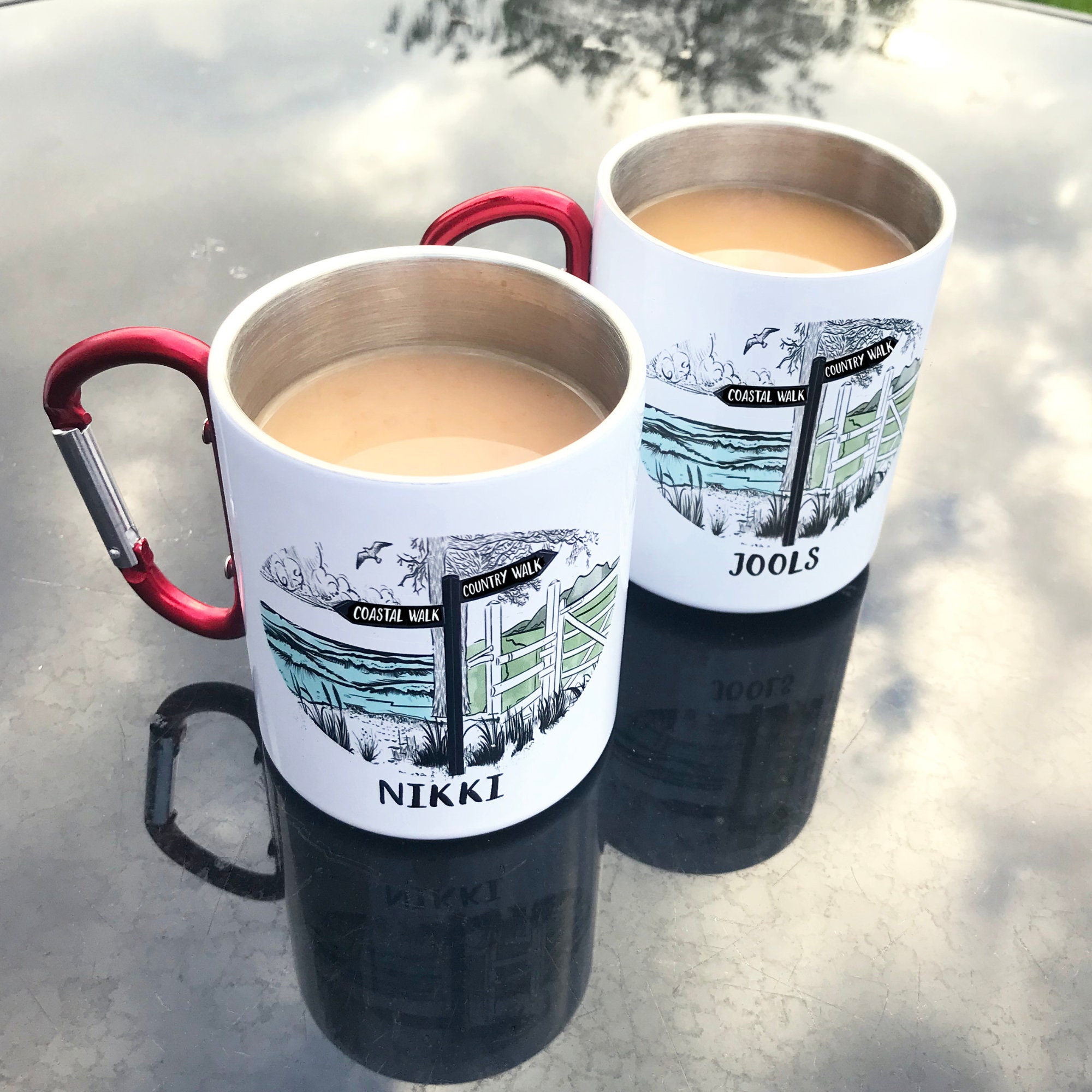 Personalised Walkers Mug Set, Travel Mugs, Camping Mugs, Outdoor Mugs, Hiking Gift, Walkers Mugs, Dog Walker Mug, Tin Anniversary