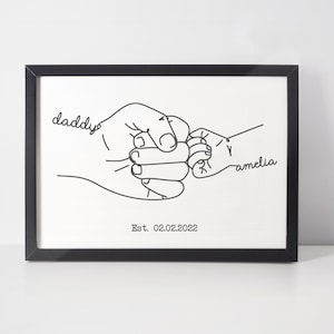 Personalised Hand Drawn Daddy and Child, Minimalist Line Art Print, New Dad Gift, Father's Day Gift, Newborn Gift, Baby Shower, Birthday Dad