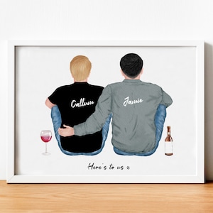 Arte personalizado de pareja gay de San Valentín, cumpleaños de novio, impresión personalizada, aniversario LGBTQ, personas del mismo sexo, esposo para esposo, señor y señor