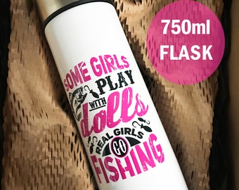 Girls Fishing Flask, Womens Fishing Gift, 750ml Flask for girls who love fishing
