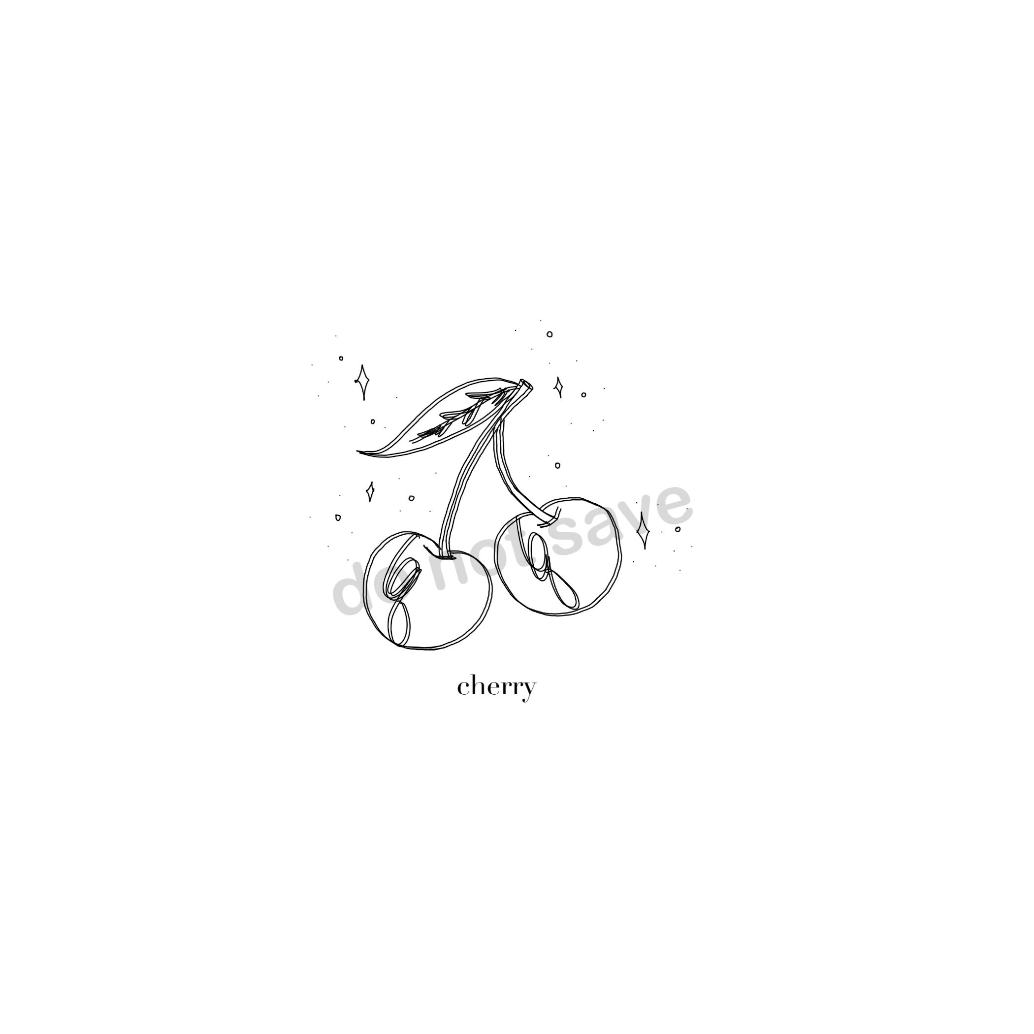 Cherry line art DIGITAL DOWNLOAD for tattoo design Etsy