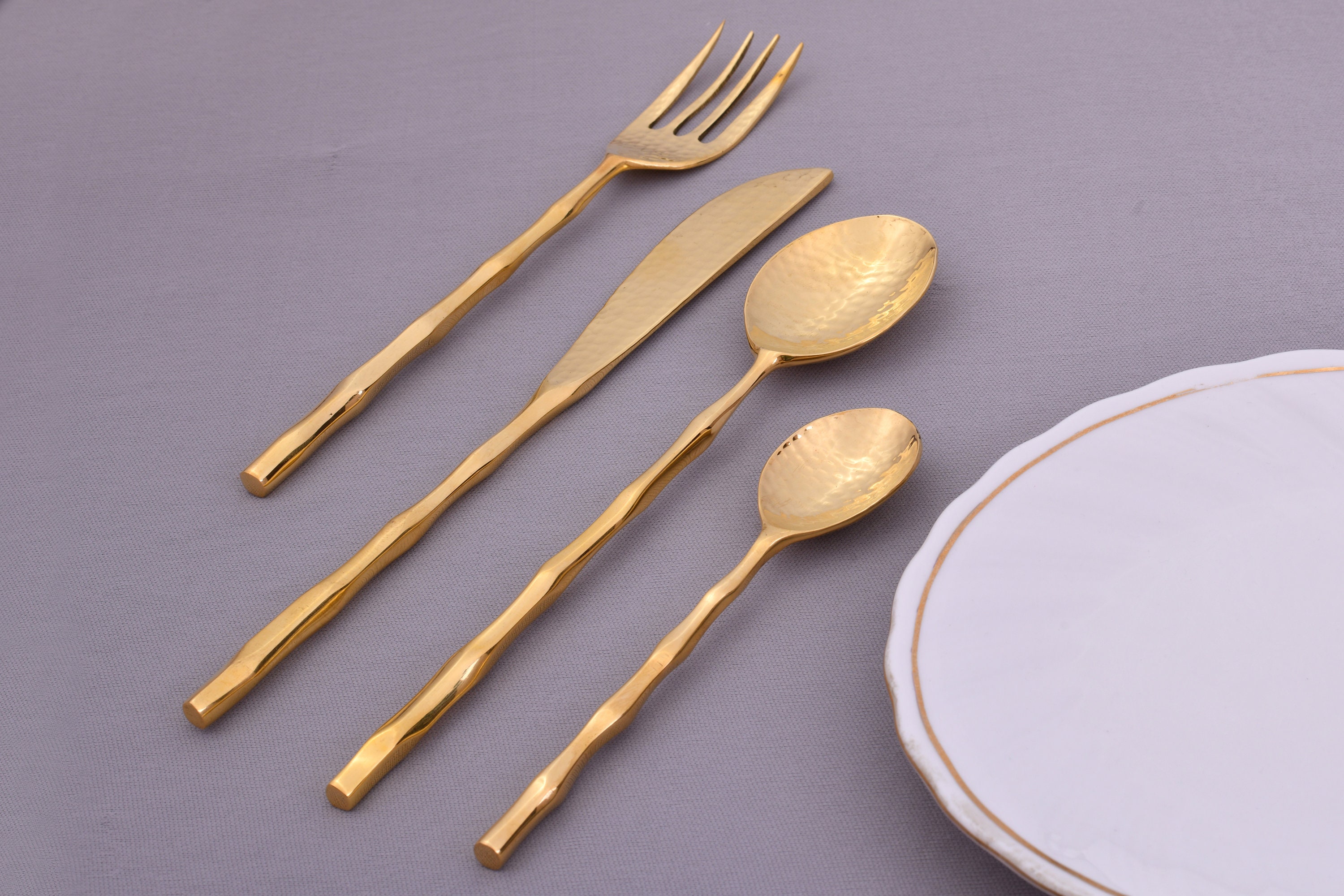 Golden BRASS CUTLERY SET Lead Free Brass Flatware Food Safe Etsy