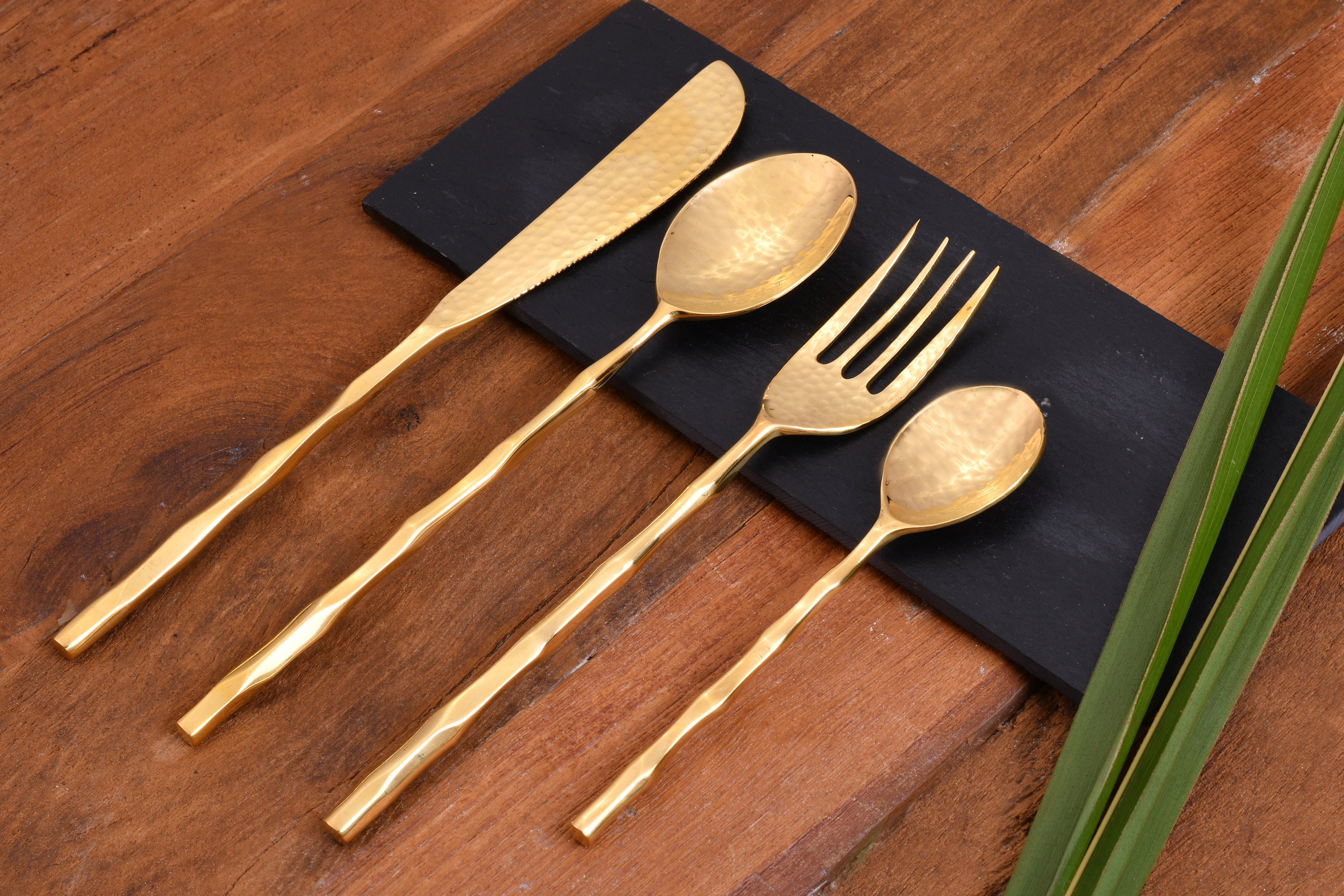 Golden BRASS CUTLERY SET Lead Free Brass Flatware Food Safe Etsy
