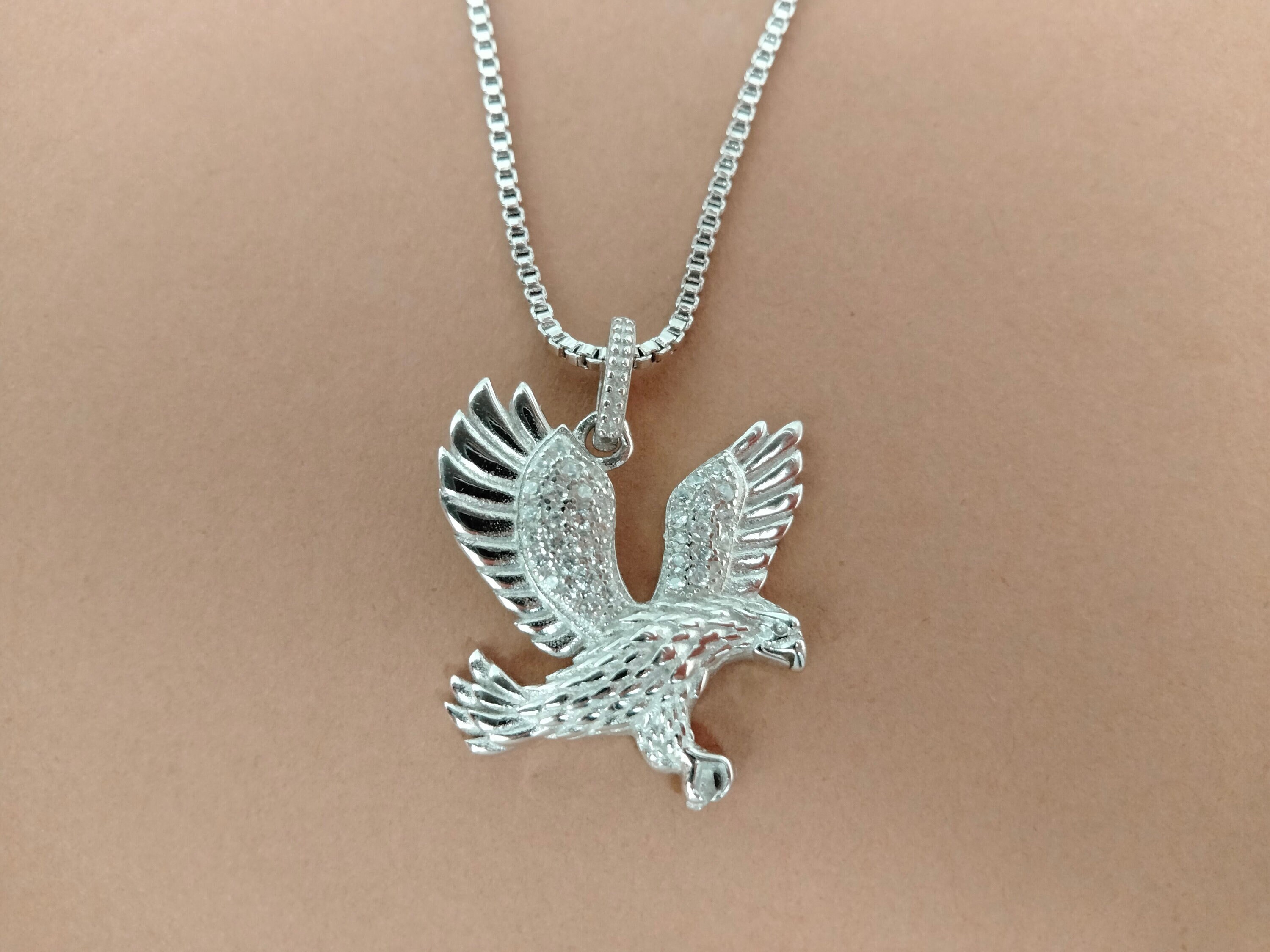 925 STERLING SILVER EAGLE Necklace Silver Statement Necklace Etsy