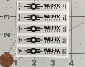 Pegatinas de videojuegos de Vault-Tec Industries, poliéster mate plateado (paquete de 5)