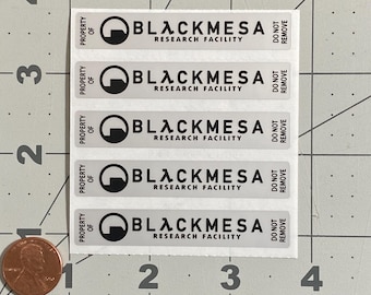 Pegatinas del videojuego Black Mesa Research Facility, poliéster mate plateado (paquete de 5)