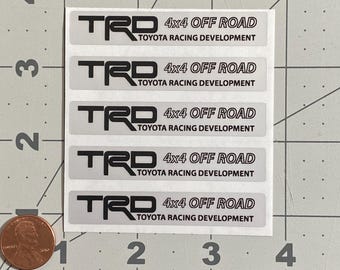 TRD 4x4 Off Road Toyota Racing Development Stickers, Silver Matte Polyester (Pack of 5)