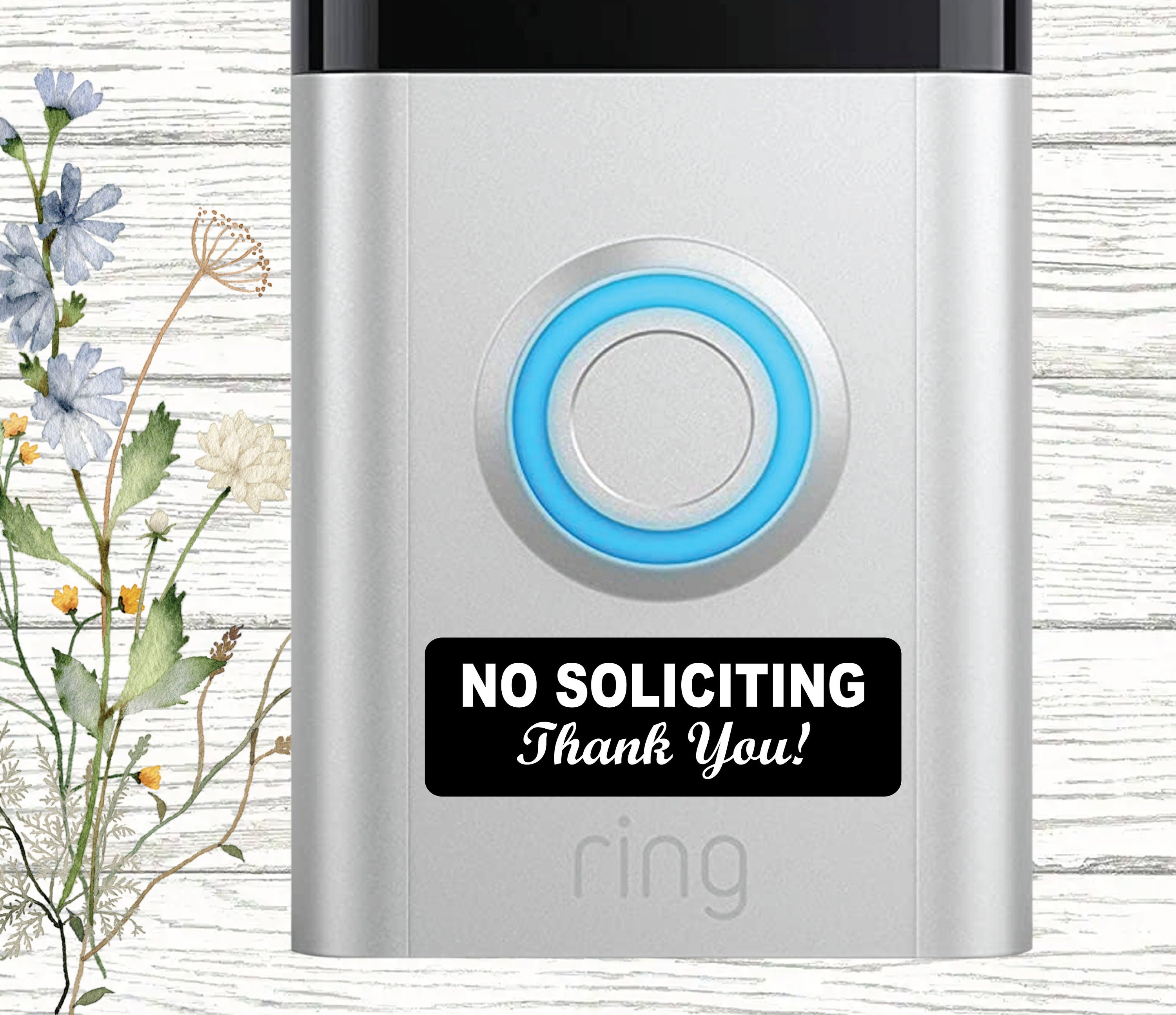 No Soliciting Sign Stickers Labels for Video Camera Doorbells and