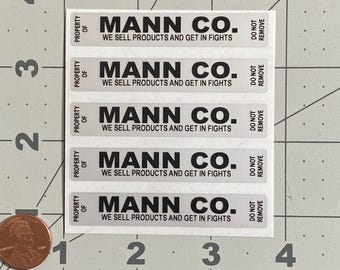 Mann Co. We Sell Products and Get in Fights Video Game Stickers, Silver Matte Polyester (Pack of 5)