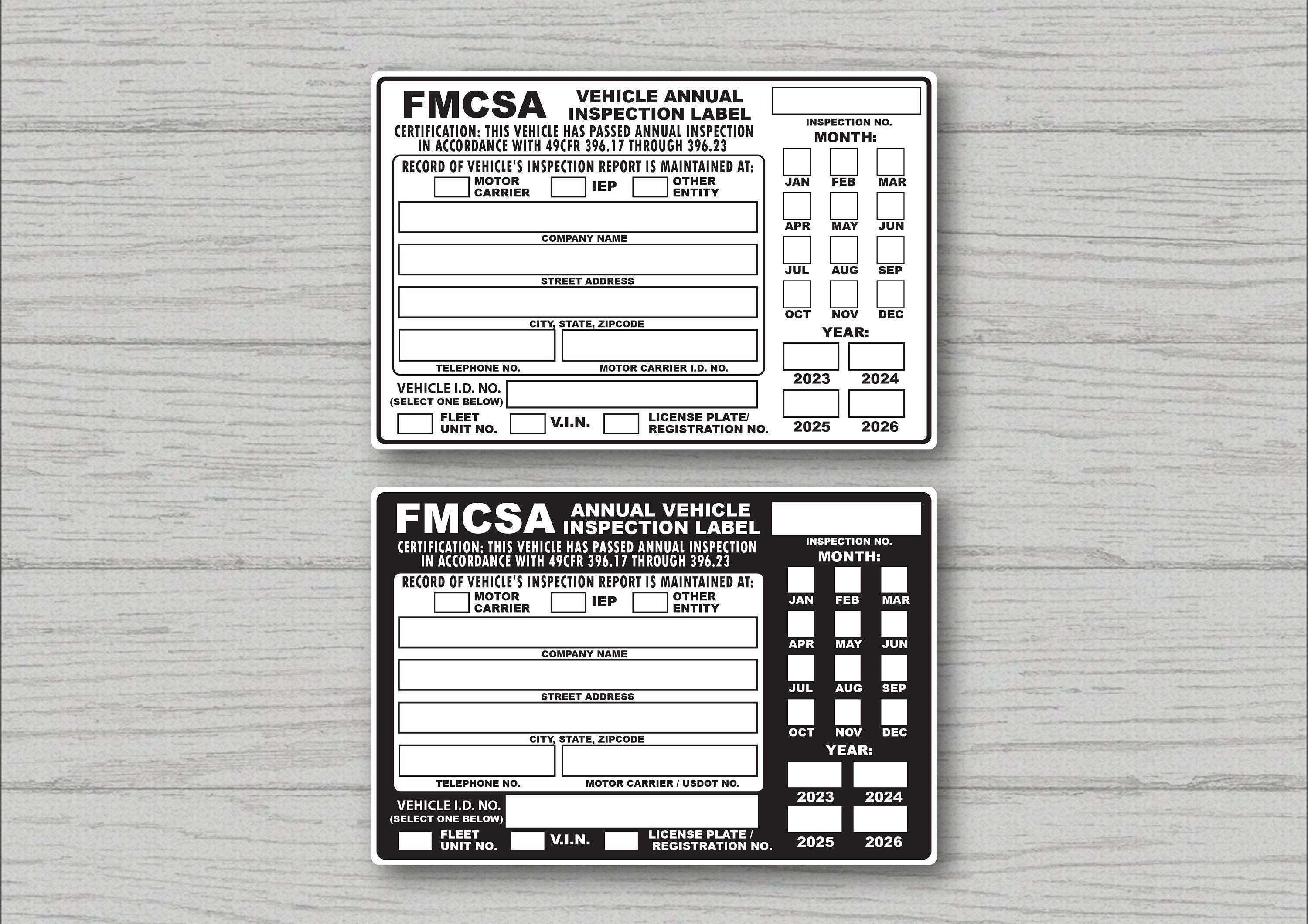 FMCSA Annual Vehicle Inspection Label Sticker 6 Wide X 4 High Polyester