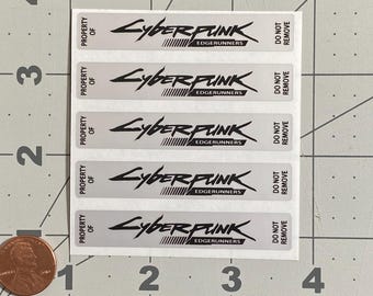 Cyberpunk Edgerunners Video Game Stickers, Silver Matte Polyester (Pack of 5)