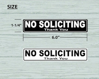 No Soliciting Stickers, Waterproof Labels (6" x 1-1/4"), Pack of 2