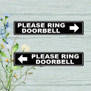 Please Ring Doorbell Sign Stickers Labels, Size 6&quot; x 1-1/4&quot;,  2 styles to select, Waterproof, Self-Adhesive, Pack of 2