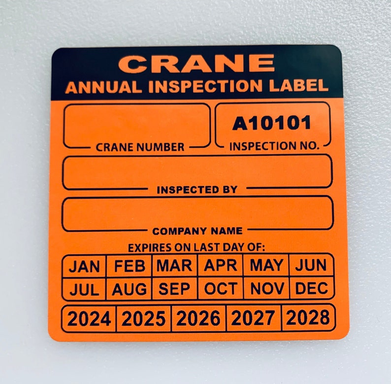 Annual Crane Inspection Certificate Stickers Polyester - Etsy