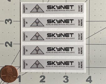 Skynet Neural Net-Based Artificial Intelligence Video Game Stickers, Silver Matte Polyester (Pack of 5)