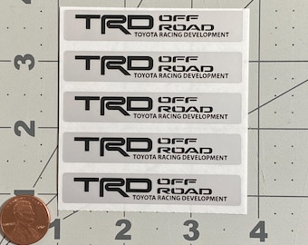 TRD Off Road Toyota Racing Development Stickers, Silver Matte Polyester (Pack of 5)