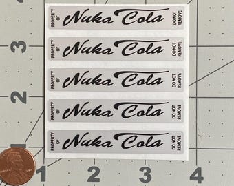 Nuka Cola Video Game Stickers, Silver Matte Polyester (Pack of 5)